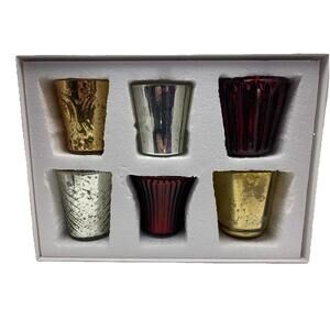 Southern Living Set Of 6 Votive Candle Holders LED Use Only Mouth Blown Glass